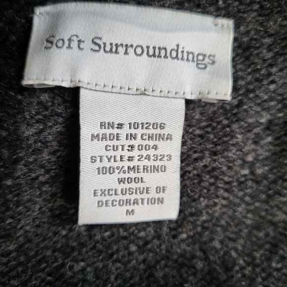 Soft Surroundings Merino Wool Charcoal Grey Loose Fit Coatagen Medium - Picture 10 of 12